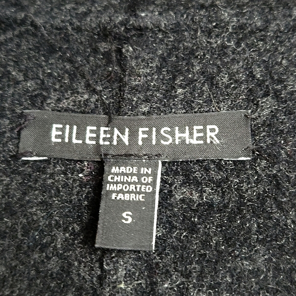 EILEEN FISHER CHARCOAL LIGHTWEIGHT STAND-UP COLLAR WOOL MID LENGTH COAT SZ SMALL - Picture 12 of 14